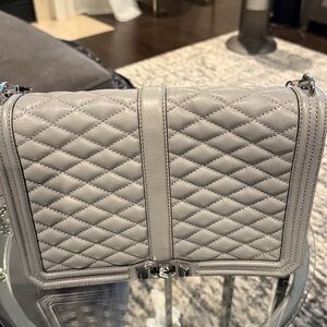 Rebecca Minkoff Cement Gray Quilted Jumbo Love 3-way Bag